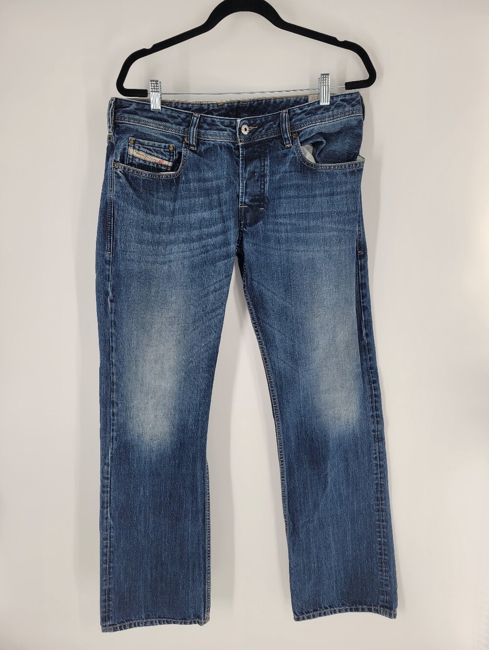 Diesel Men's Straight-Leg Jeans in Medium Blue Wash Size